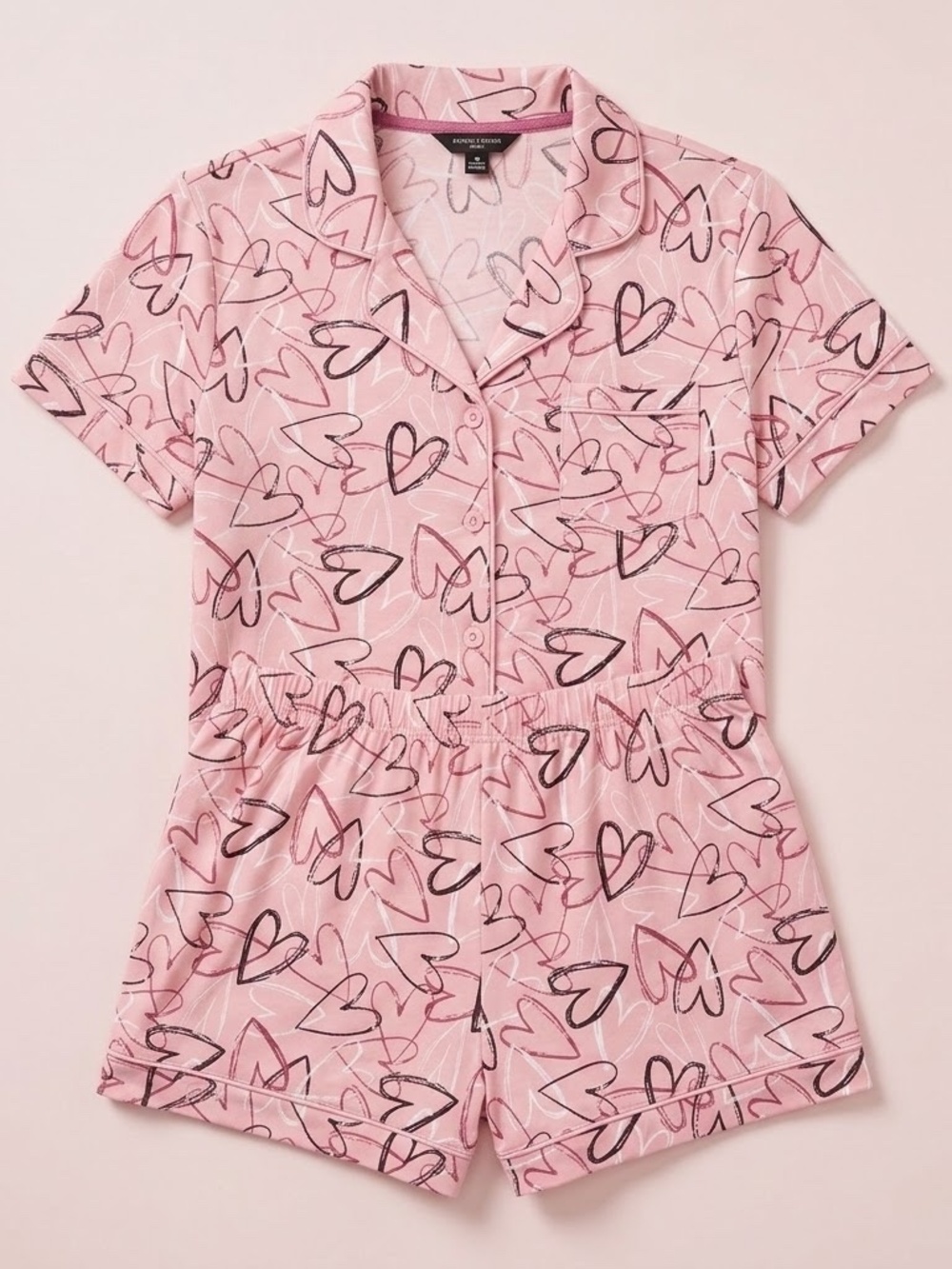 NWT Pink Scribble Heart Pajama Set